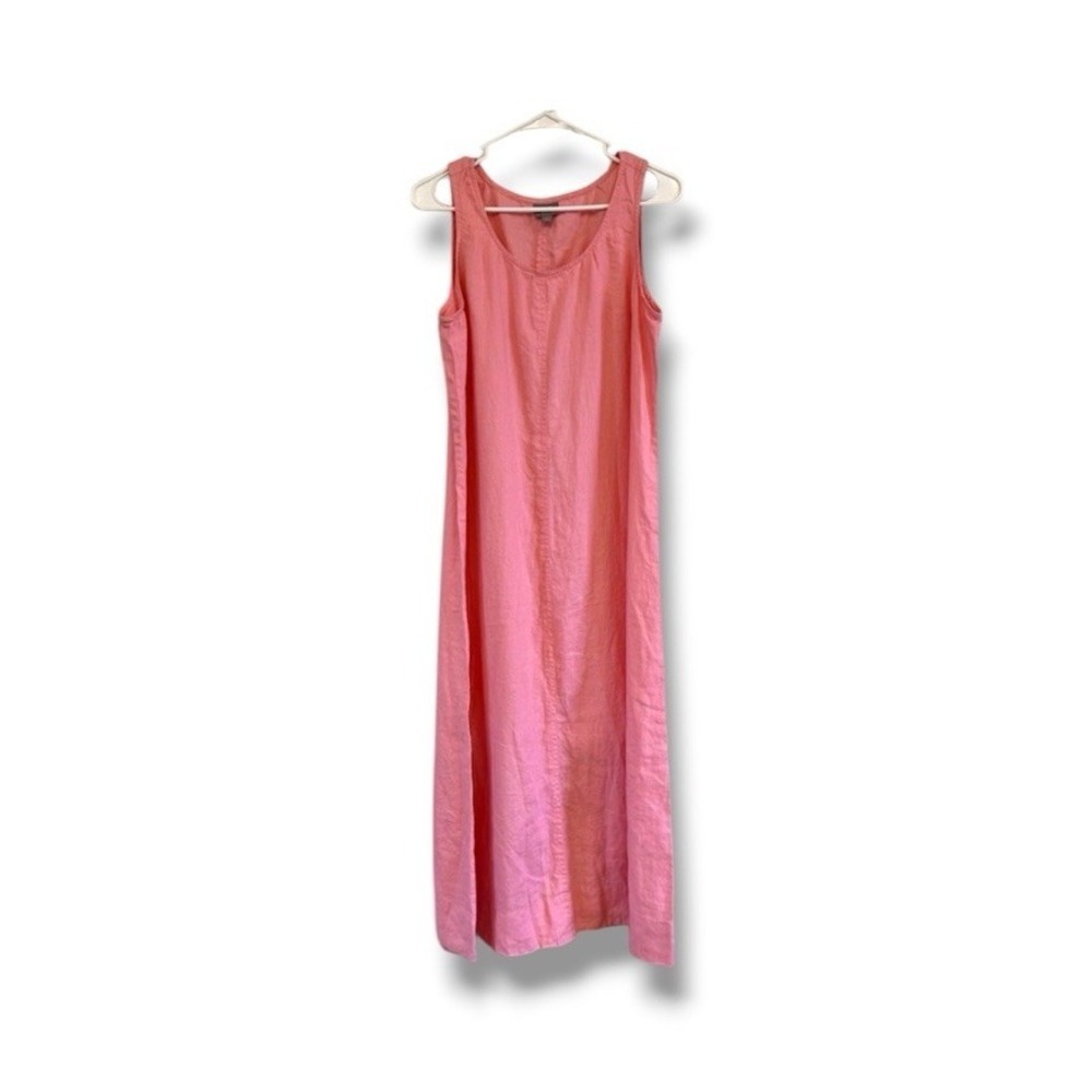 J. Jill Linen A-line Dress Pale Peach Women's Sz M Quiet Luxury Minimalist Beach